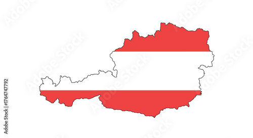 Outline map of austria with national flag colors