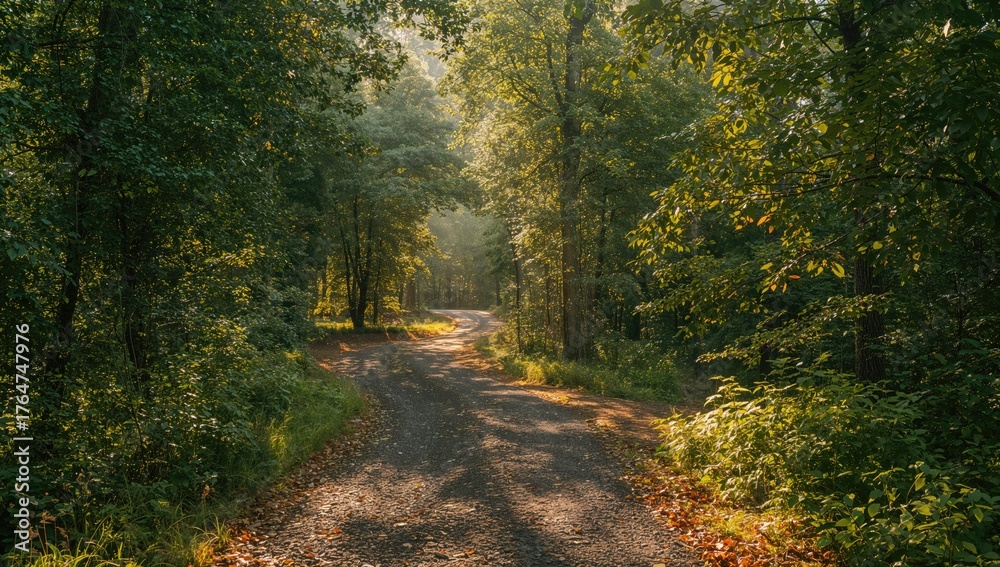 Fototapeta premium Forest Trail Bathed in Morning Light