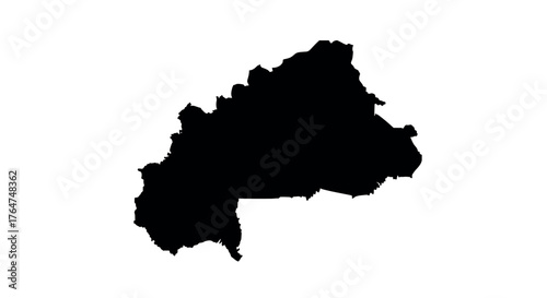 Silhouette map of burkina faso on white background