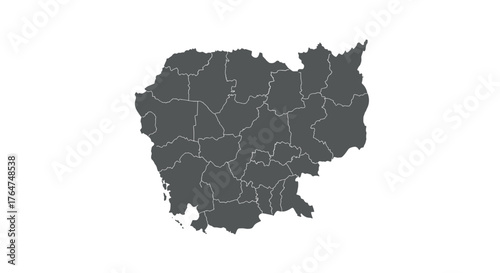 Cambodia map with regions in simple flat design