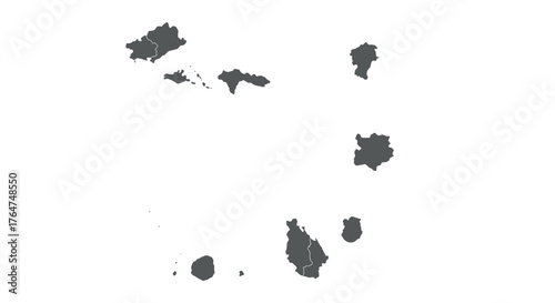 Minimalist map of guadeloupe and dependencies with outlined borders