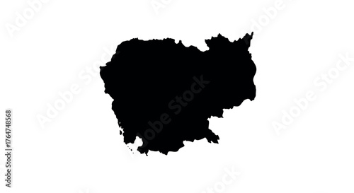 Cambodia country silhouette in black on white background