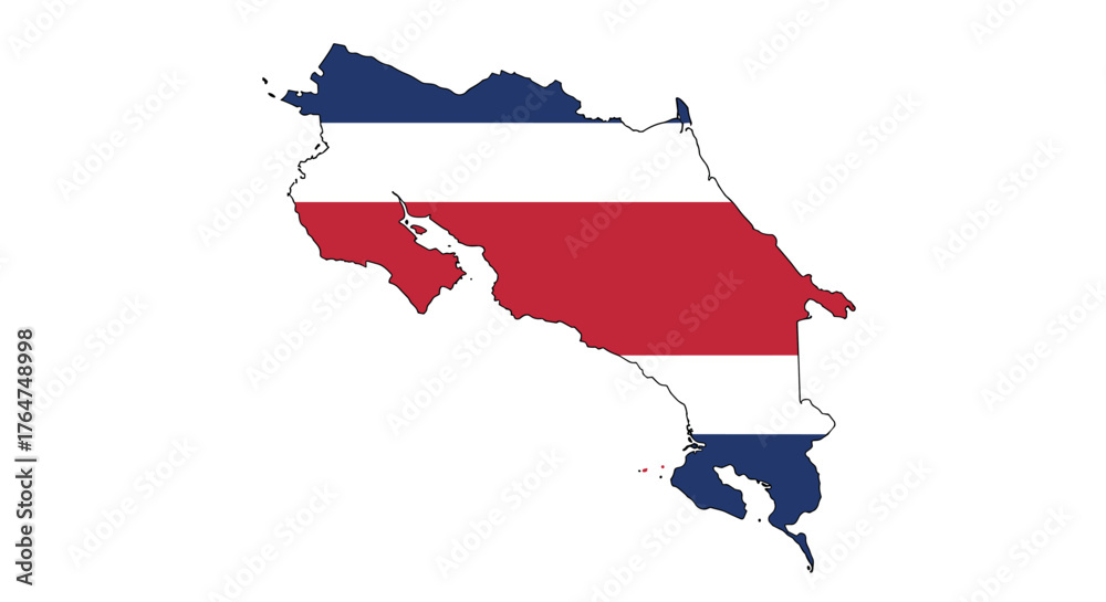 Fototapeta premium Costa rica map with flag colors