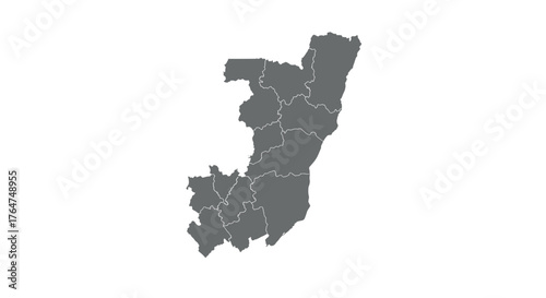 Simple map of republic of the congo with administrative borders