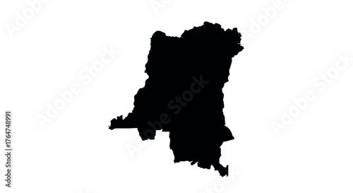 Silhouette map of democratic republic of the congo on white background