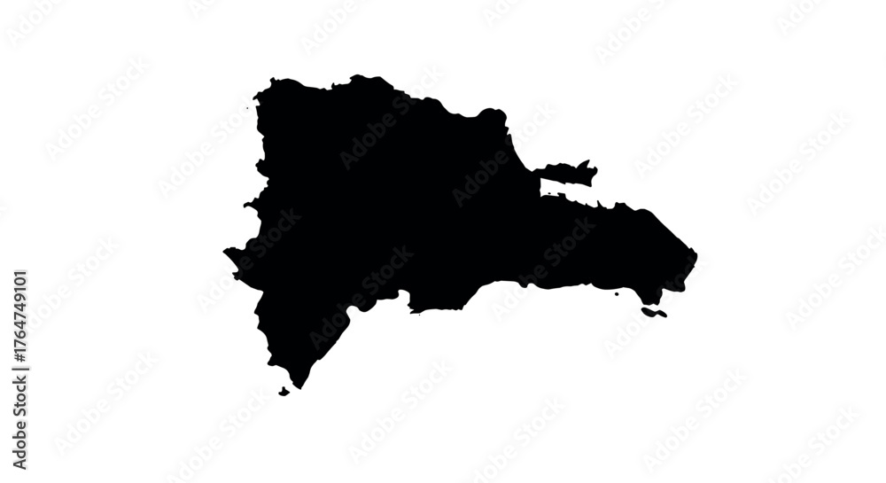Obraz premium Silhouette map of dominican republic with clean white background