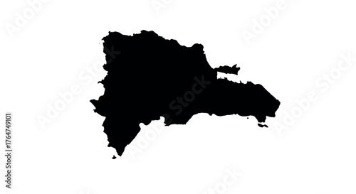 Silhouette map of dominican republic with clean white background
