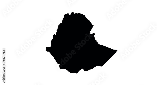 Ethiopia map silhouette on white background for geographical designs