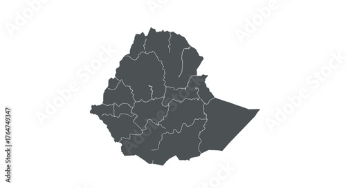 Detailed outline map of ethiopia with regional borders