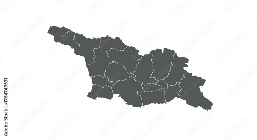 Obraz premium Minimalist map of georgia with region borders on white background