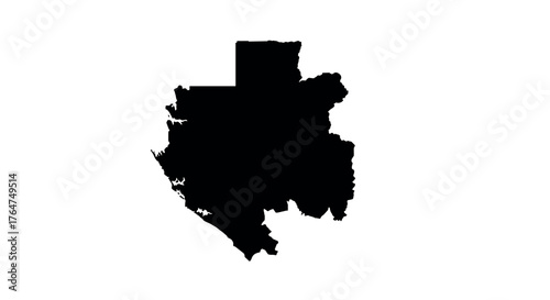 Silhouette map of gabon on white background with detailed borders