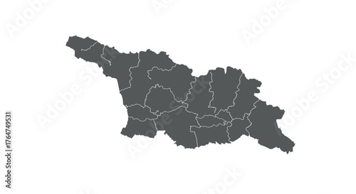Minimalist map of georgia with region borders on white background