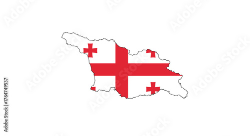 Minimalist georgian map outline with flag pattern design