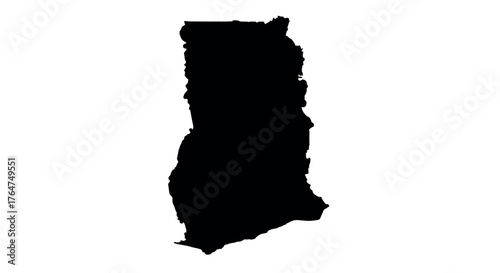 Ghana country silhouette on white background: simplified black map design