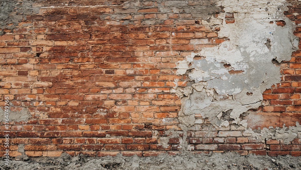 Naklejka premium Surface pattern of aged ornamental bricks