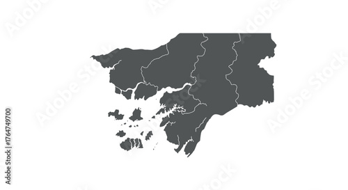 Simplified map of åland islands with black silhouette regions