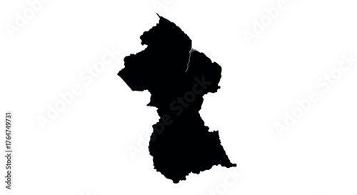 Guyana map silhouette on white background