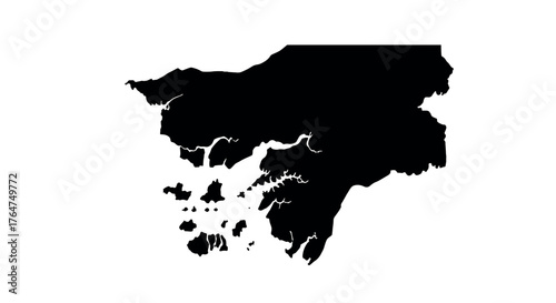 Detailed silhouette map of norway with coastal features