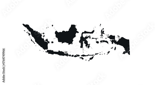 Silhouette map of indonesia: black and white geographic outline design