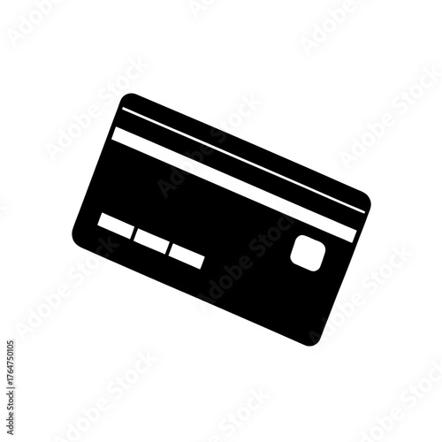 Modern black credit card icon for payments or financial transactions, secure banking and shopping symbol