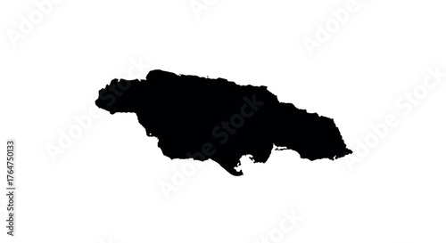 Jamaica island silhouette map in black on white background
