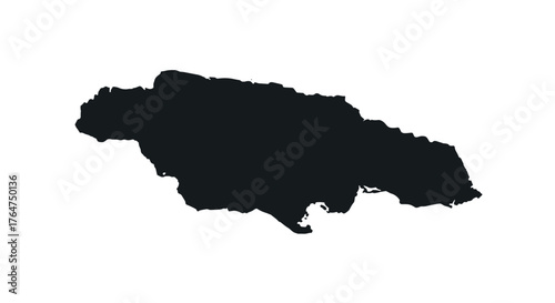Jamaica country map silhouette in simple black outline on white background
