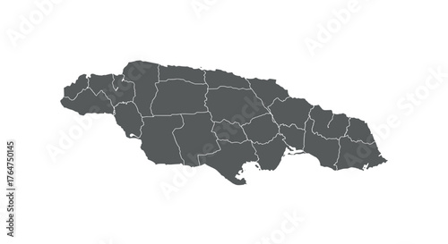 Simplified outline map of jamaica with regional borders