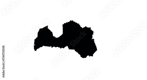 Latvia country map silhouette on white background for geographic designs