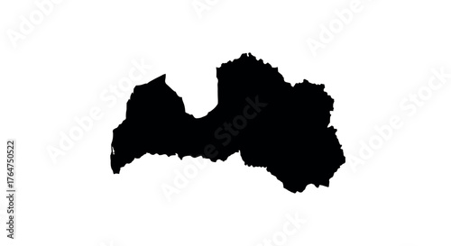 Silhouette map of latvia in black on white background