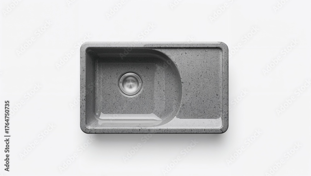 Fototapeta premium Isolated gray granite kitchen sinks on a white backdrop