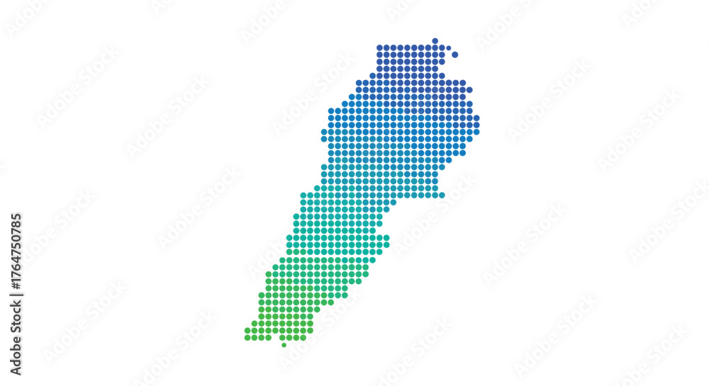 Fototapeta premium Lebanon map in colorful gradient dots: modern geometric design