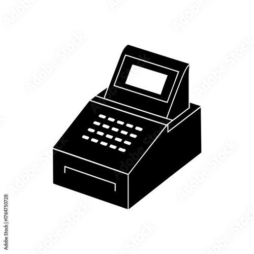 Modern cash register illustration for retail, point of sale systems and business transactions