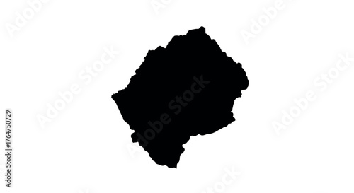 Black silhouette map of lesotho on white background