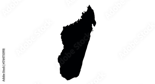 Madagascar silhouette map on white background for geography projects