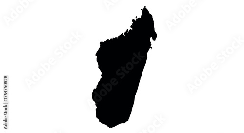 Madagascar black silhouette map on white background