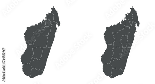 Minimalist dark gray map of madagascar with detailed borders