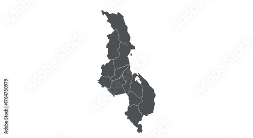 Thailand map: grey isometric regions on clean white background
