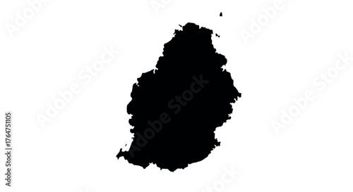 Simple black silhouette map of mauritius on white background