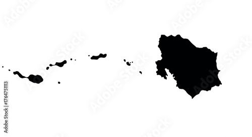 Detailed silhouette map of the canary islands