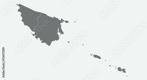 Papua new guinea map silhouette with provinces on light background