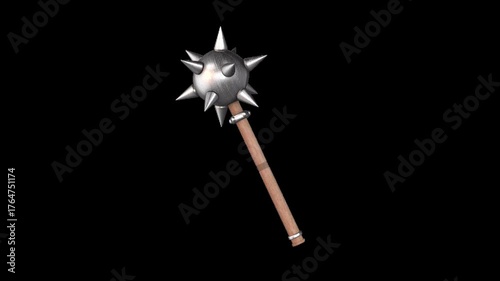Medieval Spiked Mace with Wooden Handle