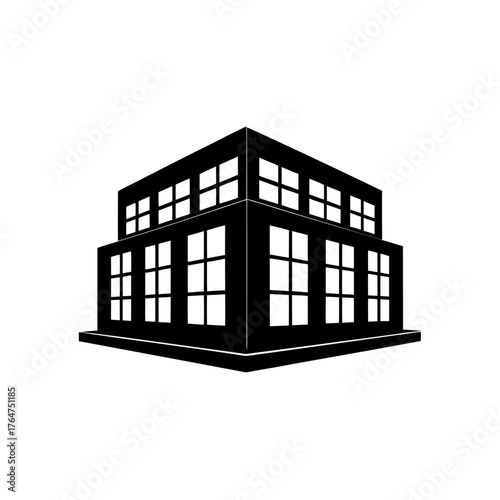 Modern building silhouette, clean architectural design for real estate and construction visuals, originally vector graphics