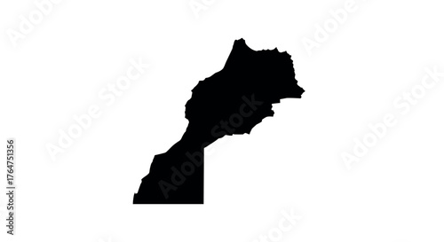 Black silhouette map of morocco on white background