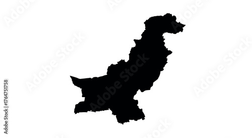 Black silhouette map of pakistan on white background