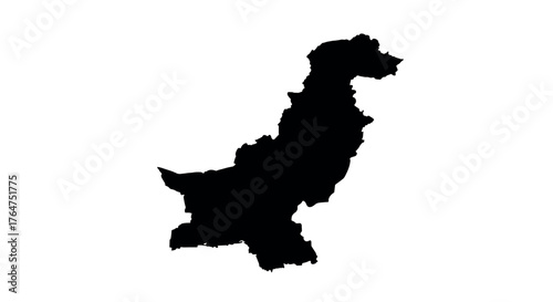 Silhouette map of pakistan: bold black outline on white background