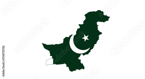 Colorful silhouette of pakistan map with national flag elements