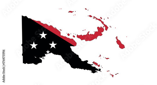 Papua new guinea map silhouette with flag colors