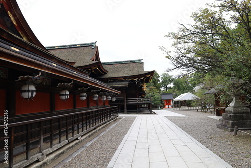 A Japanese shrine : a scene of the precincts of Kitano-tenmangu Shrine in Kyoto City