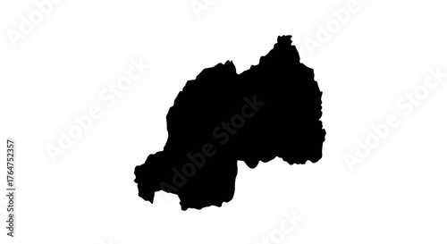 Rwanda country outline in black silhouette on white background