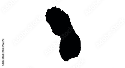Map silhouette of martinique island: simple black outline on white background